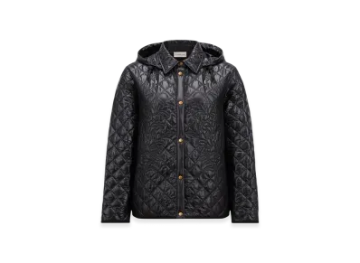 MONCLER Floral-Quilted Hooded Shirt Jacket "Black"
