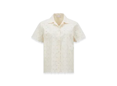 MONCLER Broderie Anglaise Short Sleeve Shirt "White"