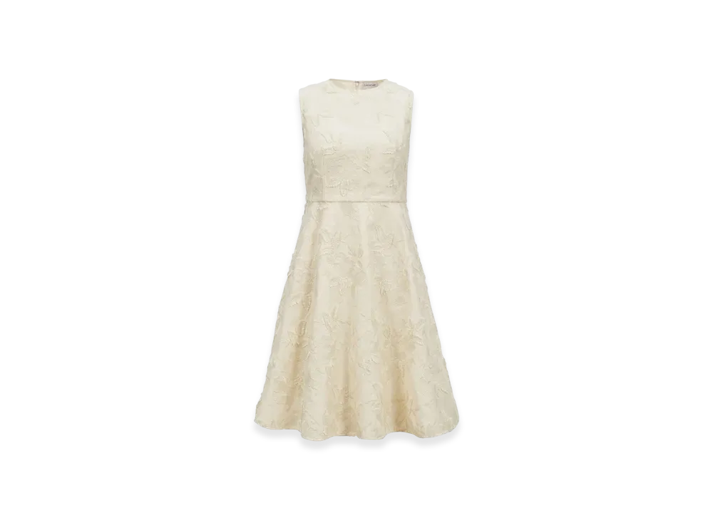 MONCLER Textured Floral Gabardine Dress "White"