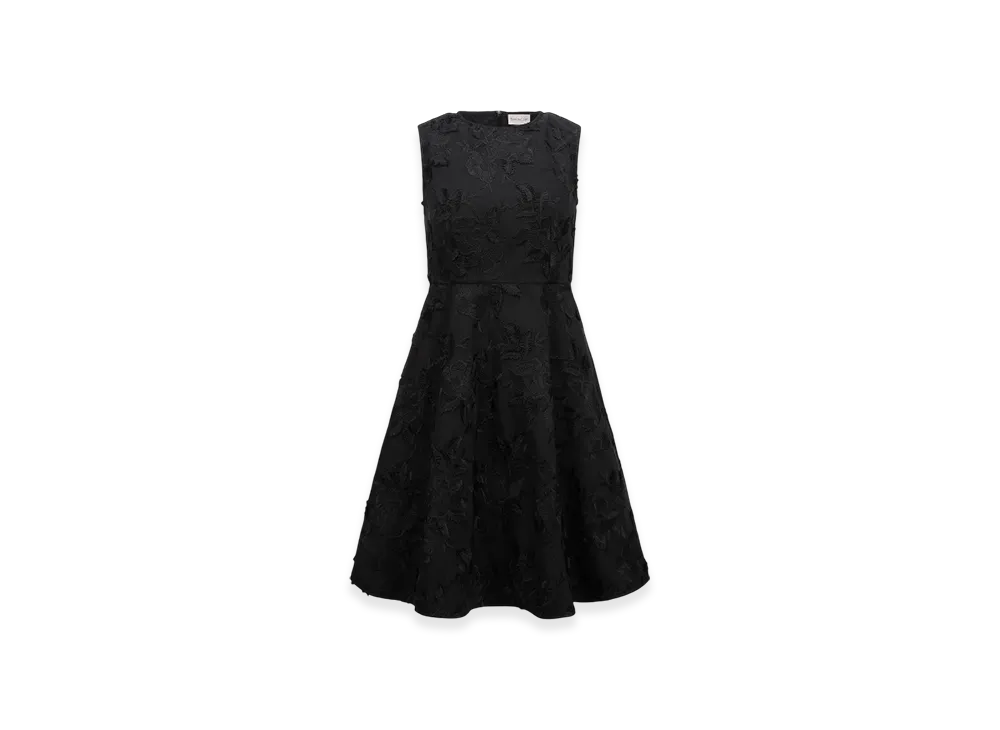 MONCLER Textured Floral Gabardine Dress "Black"