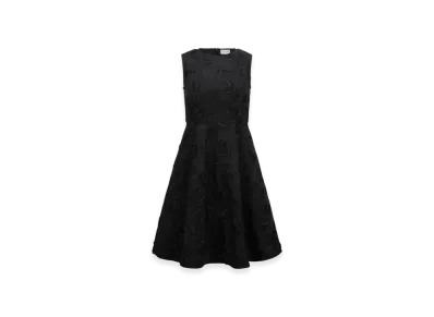 MONCLER Textured Floral Gabardine Dress "Black"