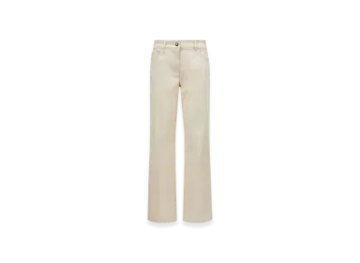 MONCLER Cotton Gabardine Straight Leg Trousers "White"