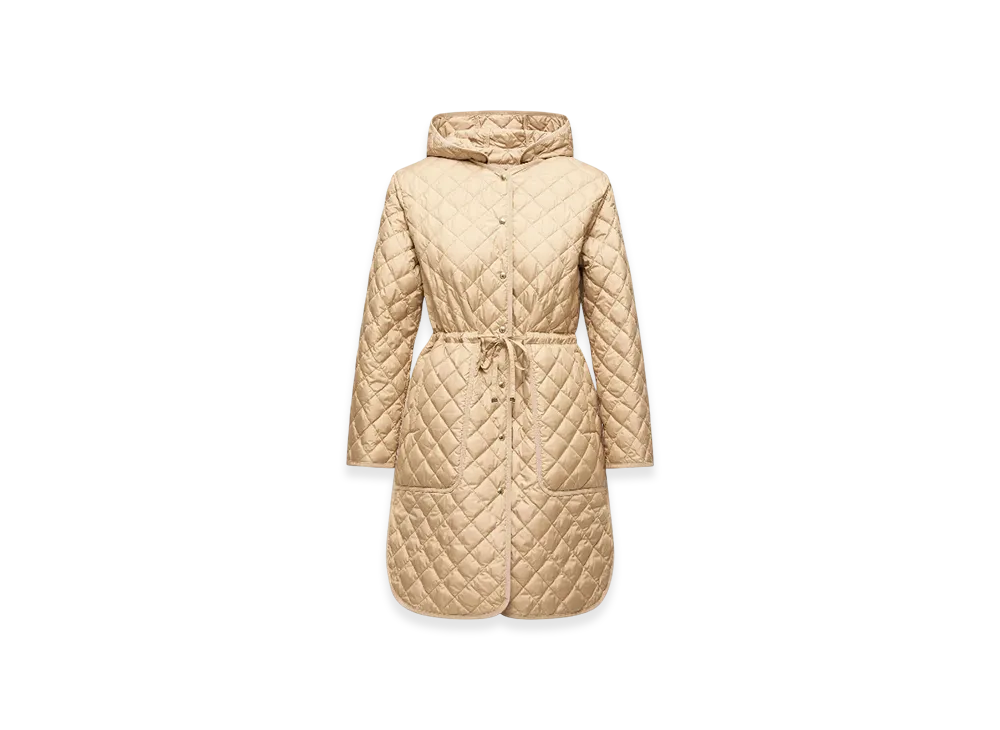 MONCLER Etelan Hooded Diamond-Quilted Long Down Jacket "Beige"