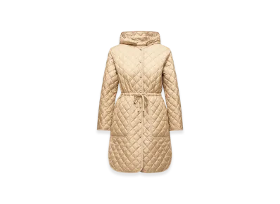MONCLER Etelan Hooded Diamond-Quilted Long Down Jacket "Beige"