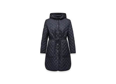 MONCLER Etelan Hooded Diamond-Quilted Long Down Jacket "Dark Blue"