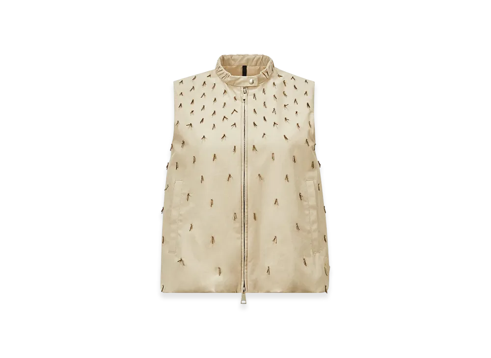MONCLER Gruilly Beaded Cotton Gilet "Light Beige"