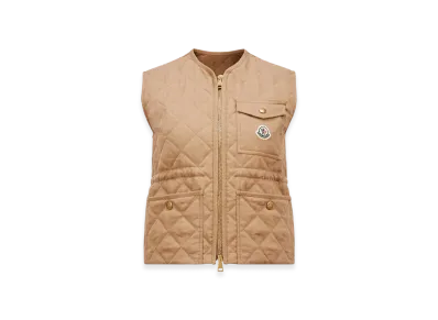 MONCLER Vigny Diamond-Quilted Padded Linen Gilet "Beige"