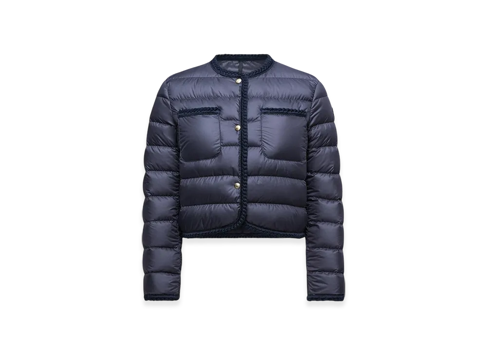 MONCLER Gencay Braided Trim Short Down Jacket "Navy Blue"