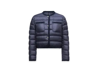MONCLER Gencay Braided Trim Short Down Jacket "Navy Blue"