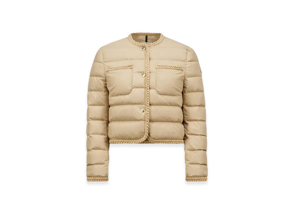 MONCLER Gencay Braided Trim Short Down Jacket "Beige"