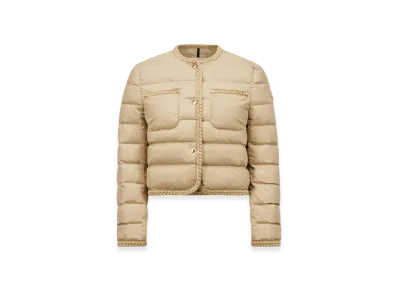 MONCLER Gencay Braided Trim Short Down Jacket "Beige"
