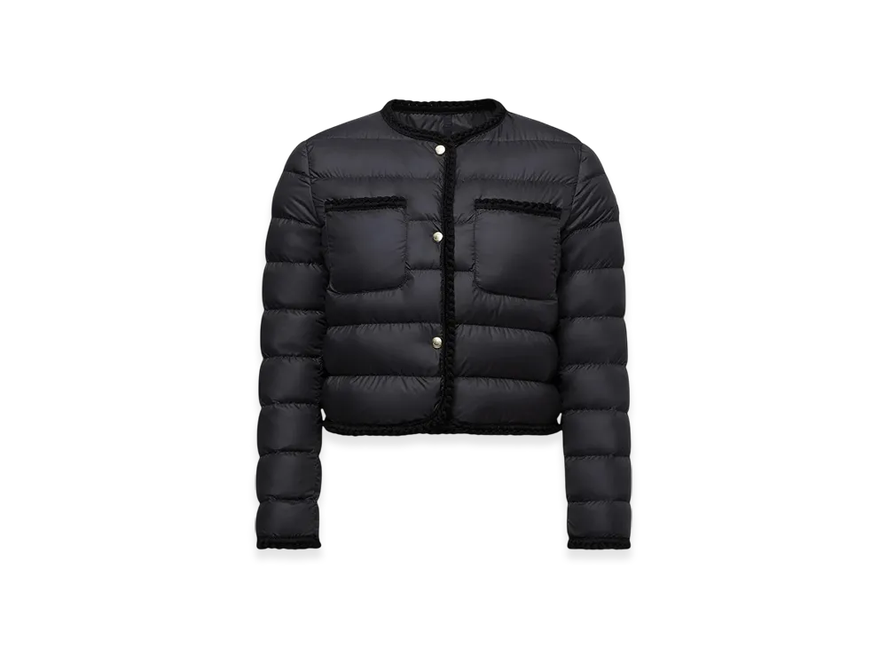 MONCLER Gencay Braided Trim Short Down Jacket "Black"