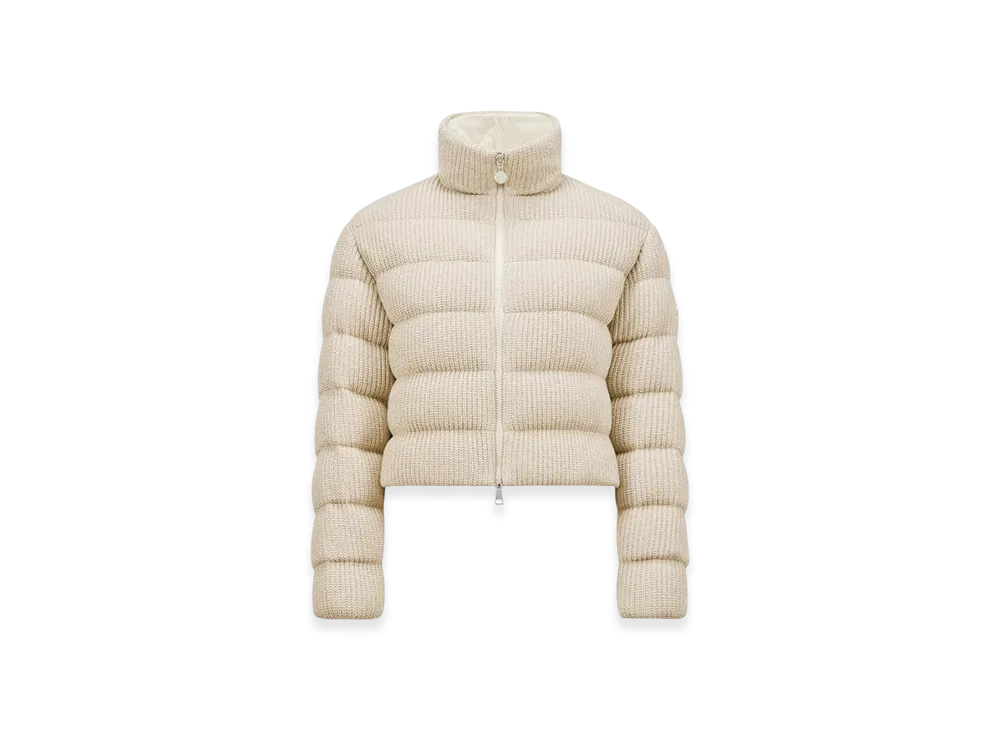 MONCLER Thoiry Laminated Cotton Short Down Jacket "Light Beige"