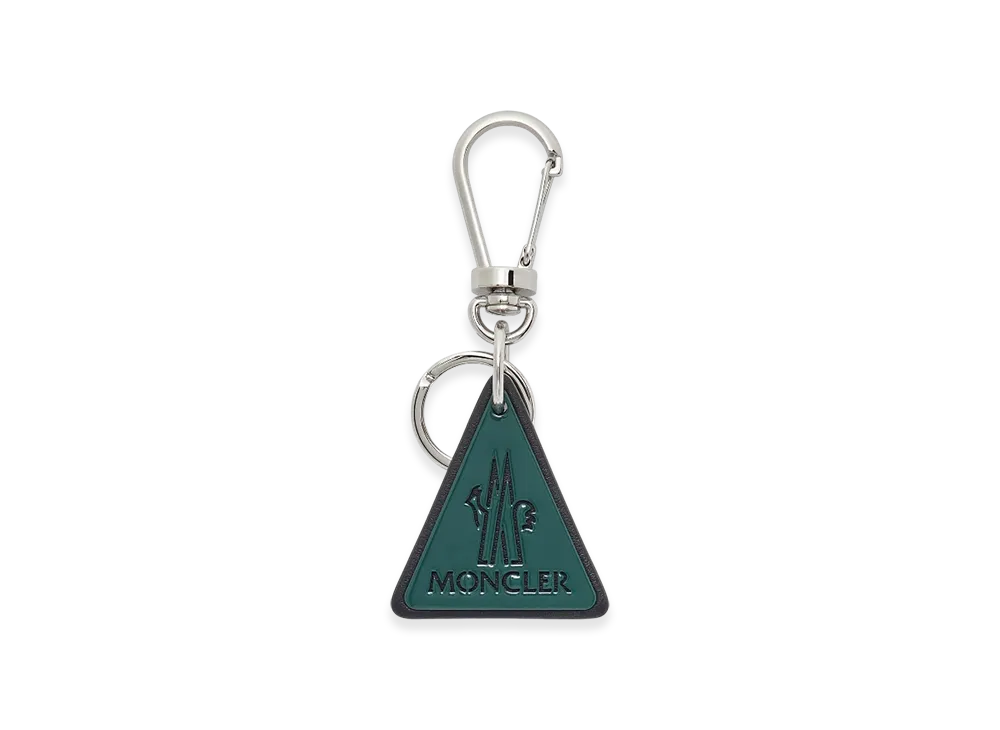MONCLER Logo Leather Key Ring "Green"