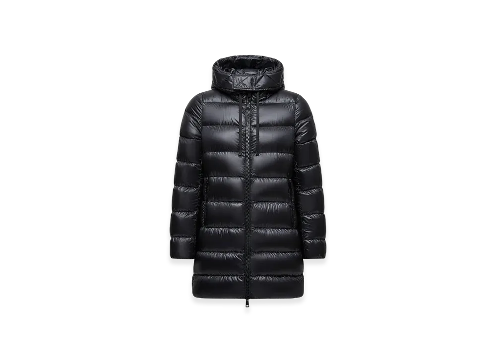 モンクレール Suyen フード ミドル ダウン ジャケット "ブラック"