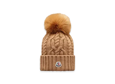 MONCLER Wool & Cashmere Beanie with Pom Pom "Beige"