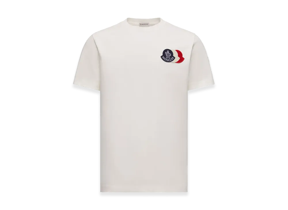 MONCLER Embroidered Tricolor Logo Cotton T-Shirt "White"
