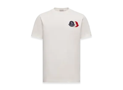 MONCLER Embroidered Tricolor Logo Cotton T-Shirt "White"