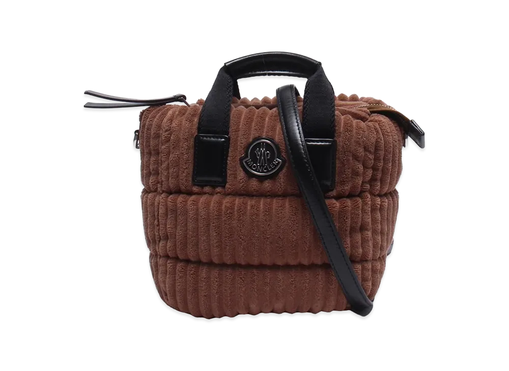 MONCLER Caradoc Mini Quilted Corduroy Top Handle Bag "Brown"