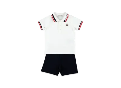 MONCLER Kids Polo Shirt And Shorts Set "White"