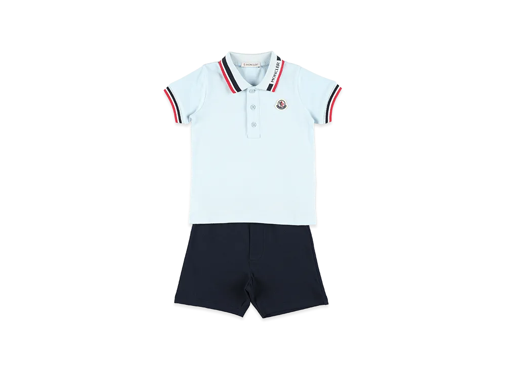 MONCLER Kids Polo Shirt And Shorts Set "Light Blue/Dark Blue"