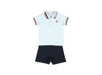 MONCLER Kids Polo Shirt And Shorts Set "Light Blue/Dark Blue"