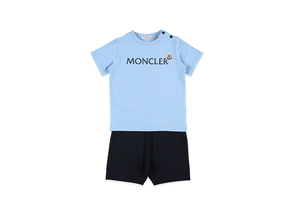 MONCLER Kids T-Shirt And Shorts Set "Light Blue/Dark Blue"