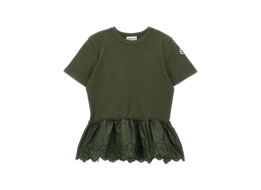 MONCLER Kids Floral Embroidery T-Shirt "Green"