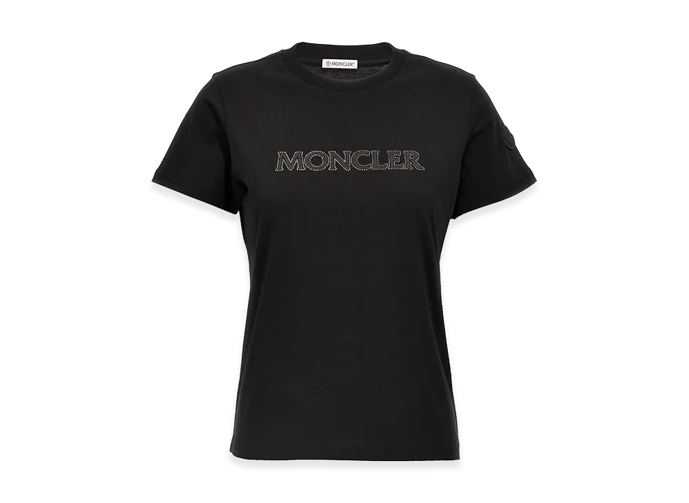 MONCLER Women's Rhinestone Logo T-Shirt "Black"