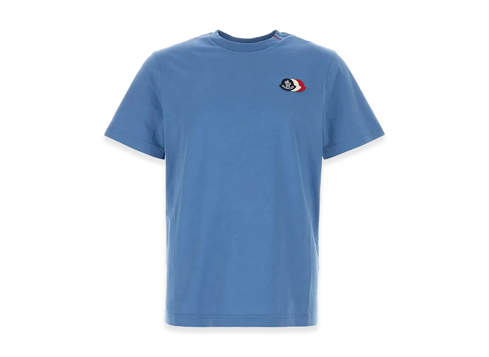 MONCLER Cotton T-Shirt "Cerulean Blue"