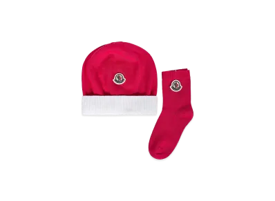 MONCLER Kids Beanie And Socks "Pink"