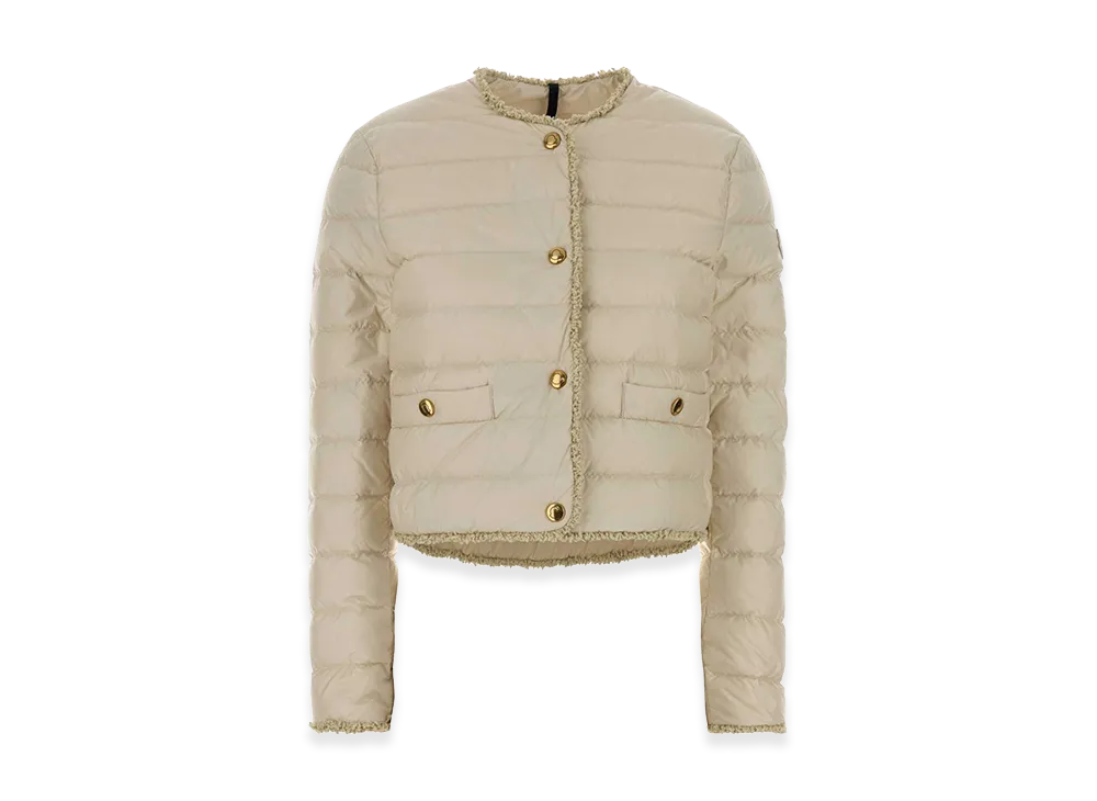 MONCLER Women's Nylon Fleaurs Down Jacket "Ivory"