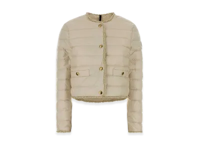 MONCLER Women's Nylon Fleaurs Down Jacket "Ivory"
