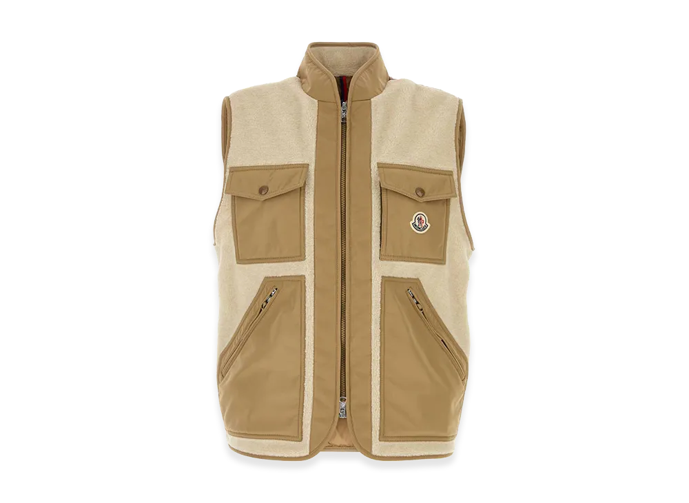 MONCLER Two-Tone Teddy And Polyester Vest "Beige/White"