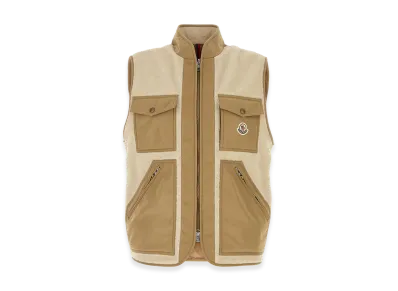 MONCLER Two-Tone Teddy And Polyester Vest "Beige/White"