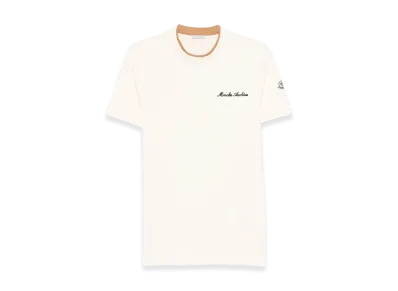 MONCLER Embroidered Logo And Double Crew Neckline Cotton T-Shirt "Beige"