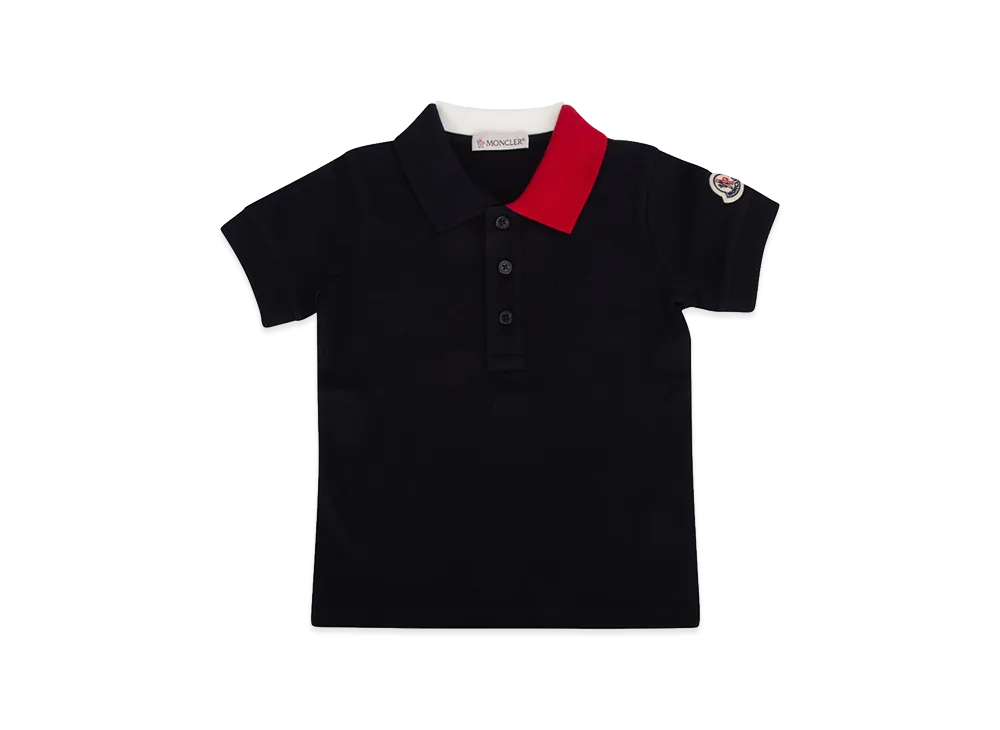MONCLER Kids Embroidered Logo Cotton Polo Shirt "Dark Blue"