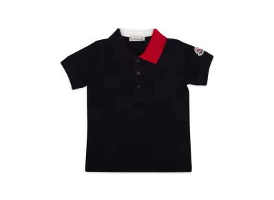 MONCLER Kids Embroidered Logo Cotton Polo Shirt "Dark Blue"