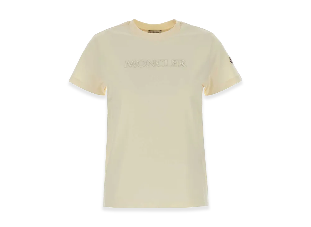 MONCLER Women's Embroidered Tonal Logo Cotton T-Shirt "Yellow"