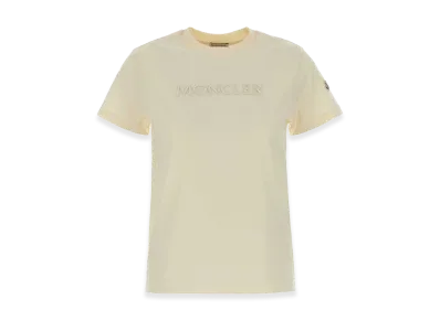 MONCLER Women's Embroidered Tonal Logo Cotton T-Shirt "Yellow"