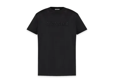 MONCLER Women's Embroidered Tonal Logo Cotton T-Shirt "Black"