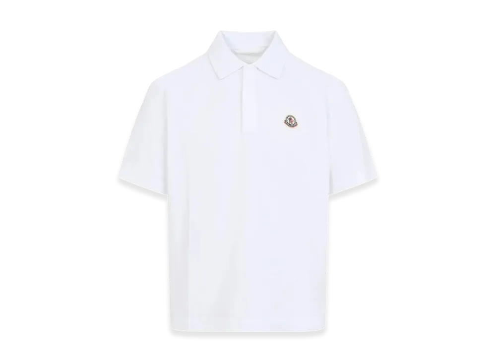 MONCLER Logo Cotton Pique Polo Shirt "White"
