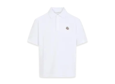 MONCLER Logo Cotton Pique Polo Shirt "White"