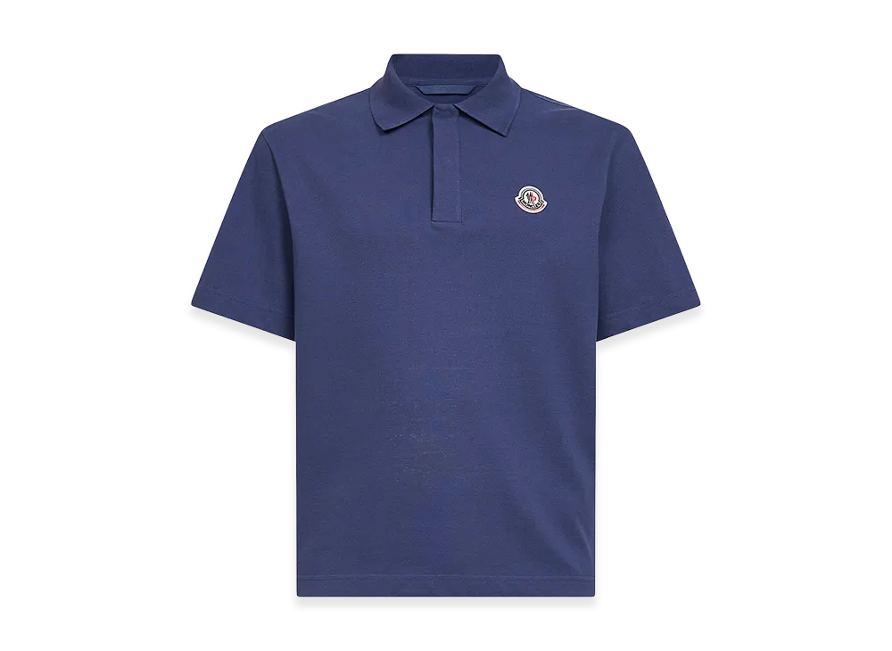 MONCLER Logo Cotton Pique Polo Shirt "Blue"