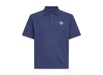 MONCLER Logo Cotton Pique Polo Shirt "Blue"