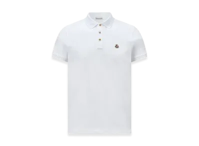 MONCLER Logo Patch Cotton Polo Shirt "White"