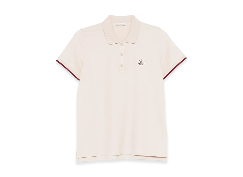 MONCLER Women's Logo Patch Polo Shirt "Beige"
