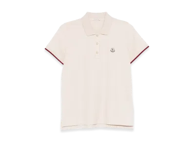 MONCLER Women's Logo Patch Polo Shirt "Beige"