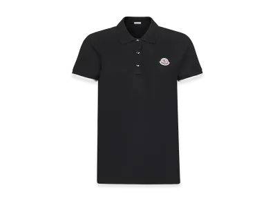 MONCLER Women's Logo Patch Polo Shirt "Black"