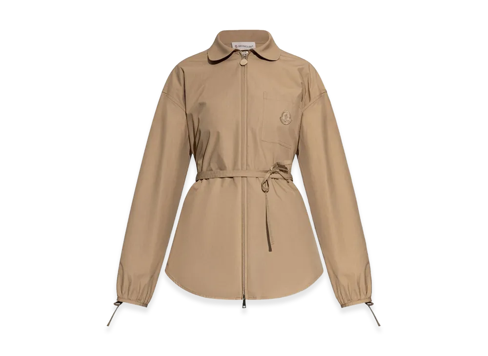 MONCLER Women's Grosgrain Logo Patch Overshirt "Beige"